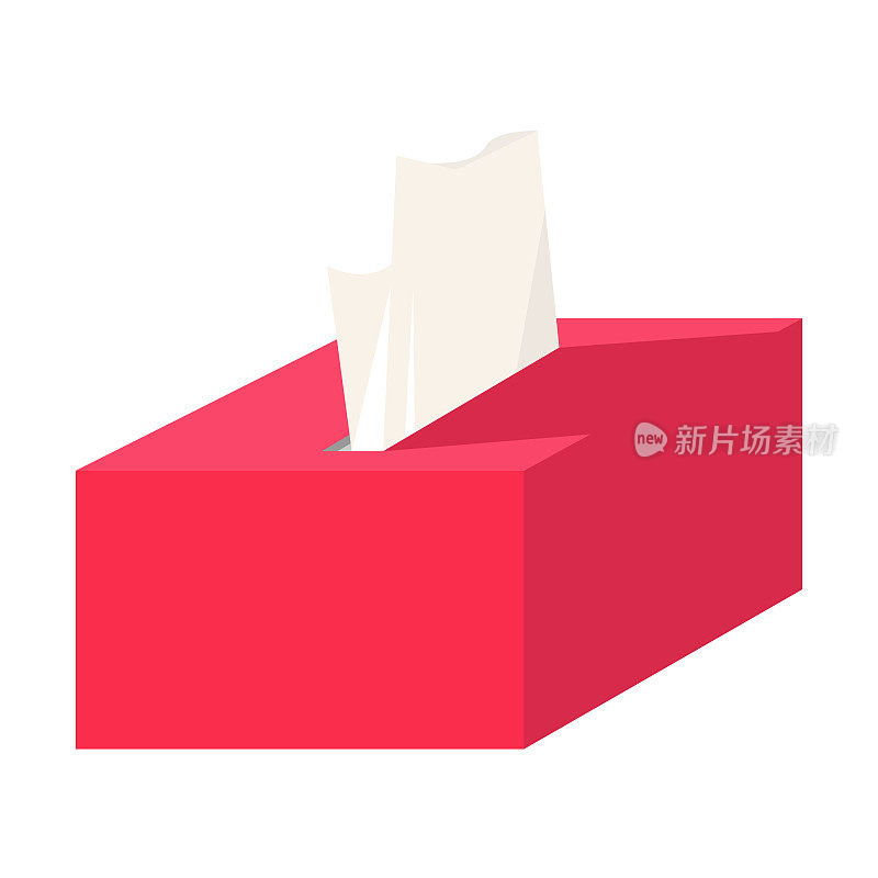 Red isometric tissue box with paper napkin